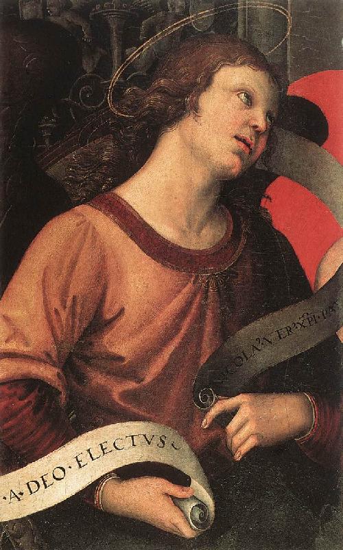 RAFFAELLO Sanzio Angel (fragment of the Baronci Altarpiece) dg